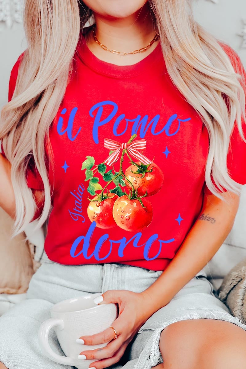 US3001P-E3070 Il Pomodoro Tomato Art Graphic Plus Tee $16