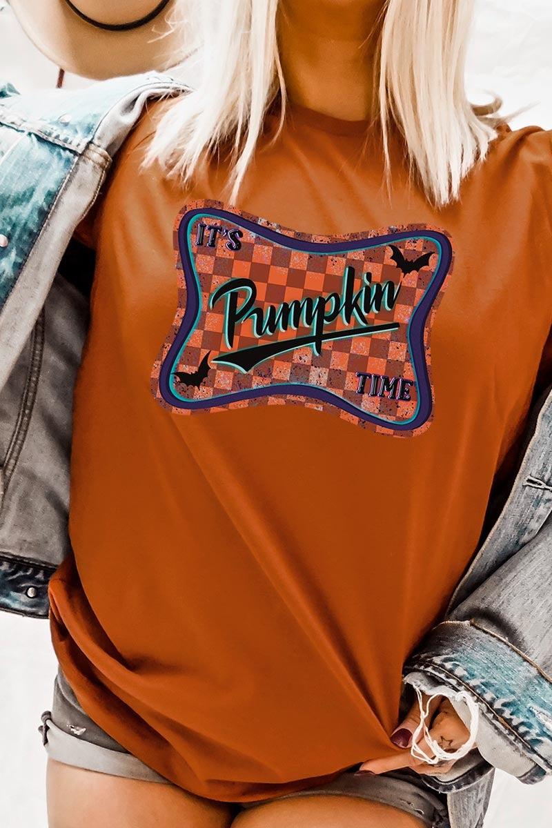 US3001-E3144 Itu2019s pumpkin time Graphic Tee $12.5
