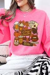 UL180P-E3119 Retro Fall Collage Graphic Plus Sweatshirt $25