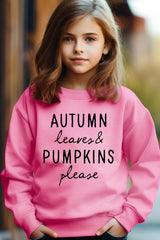 UL180B-E3158Z Autumn Leaves Pumpkins Kids Graphic Sweatshirt $20