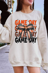 UL180P-E3088 Orange Black Football Game Day Bow Plus Sweatshirt $25