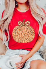 US3001P-E3135 Floral Fall Pumpkin Graphic Plus Tee $16