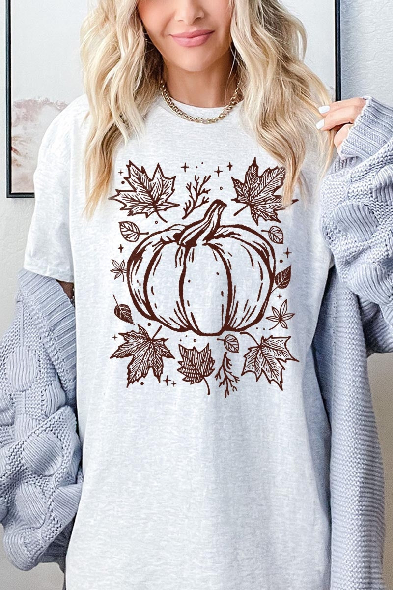 5000P-E3162 Fall Pumpkin Graphic Plus Heavy Cotton Tee $12.75