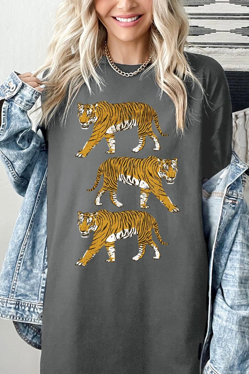 5000-E3104 Retro Tigers Graphic Heavy Cotton Tee $9