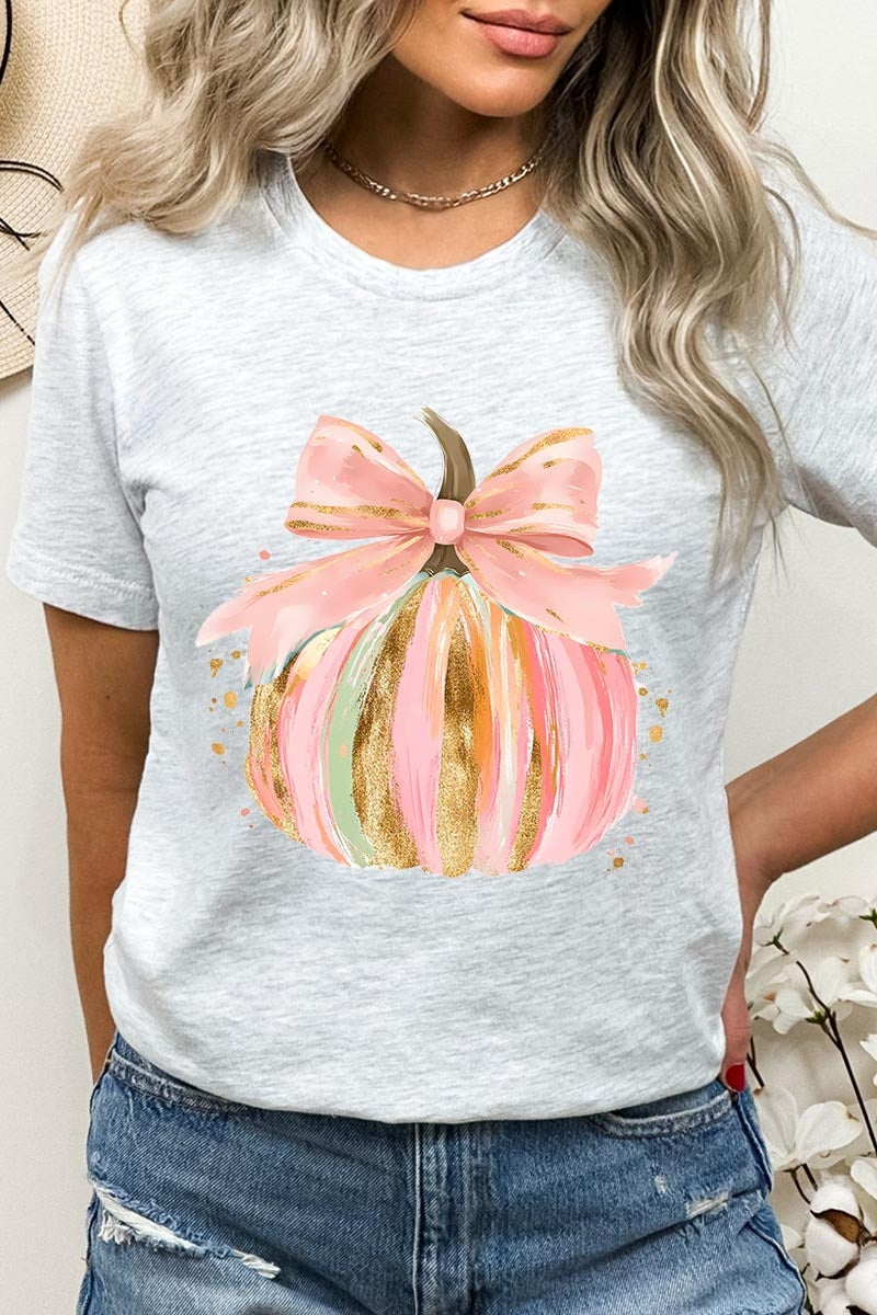 US3001P-E3083 Brushstroke Pumpkin Graphic Plus Tee $16