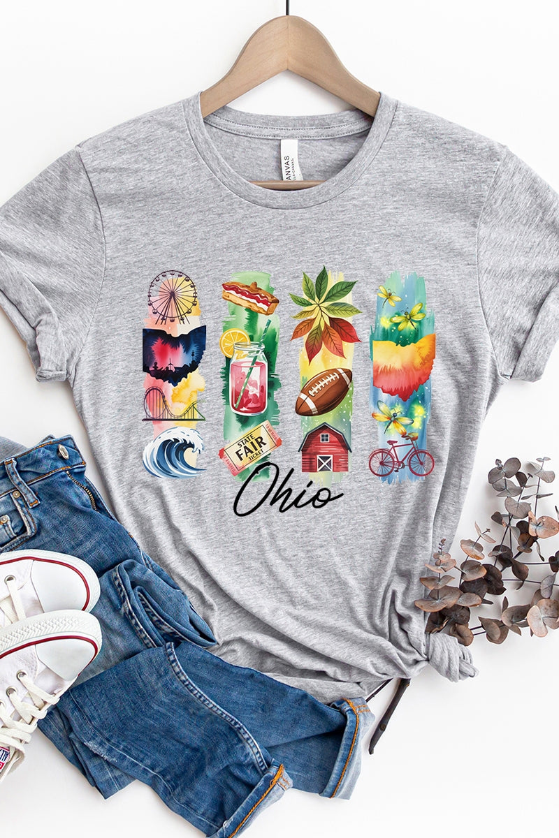 US3001-E3061OH Ohio State Brushstroke Graphic Tee $12.5