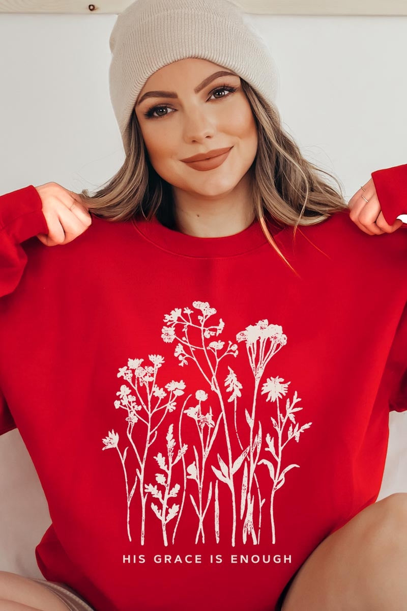 UL180-E3146 Christian Wildflower Graphic Sweatshirt $20