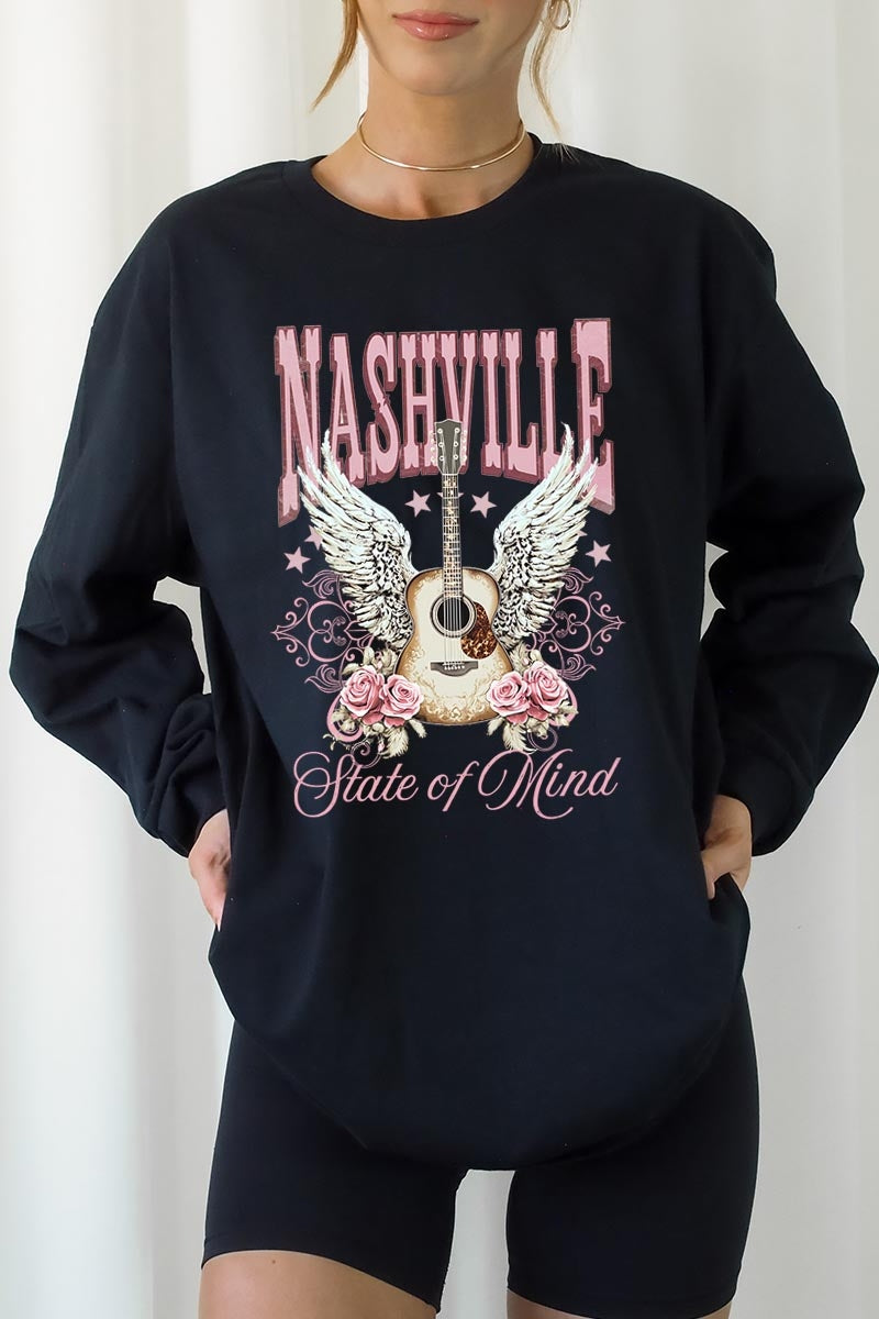 UL240-E3157 Nashville Rose Graphic Long Sleeve Tee $13.75
