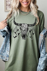 5000P-E3176 Western Bullskull Graphic Plus Heavy Cotton Tee $12.75