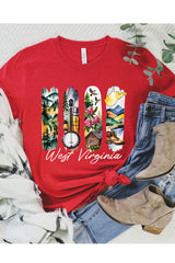 US3001P-E3061WV West Virginia State Brushstroke Graphic Plus Tee $16