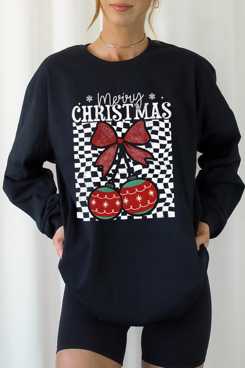 UL240P-E3196 Cherry Ornament Christmas Graphic Plus Long Sleeve Tee $17