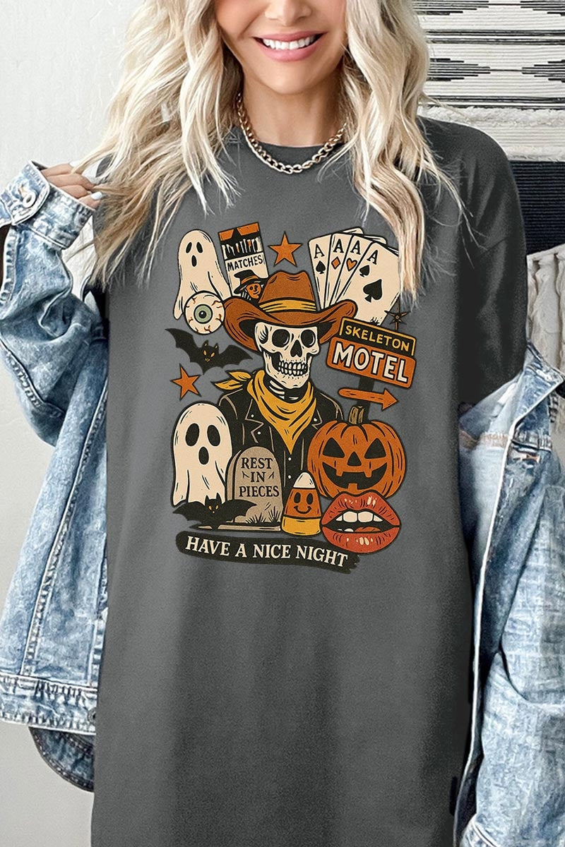 5000P-E3107 Spooky Skeleton Graphic Plus Heavy Cotton Tee $12.75