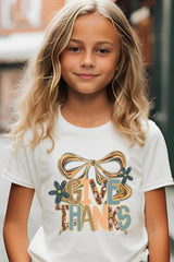 US3001Y-E3154Z Give Thanks Bow Kids Graphic Tee $11