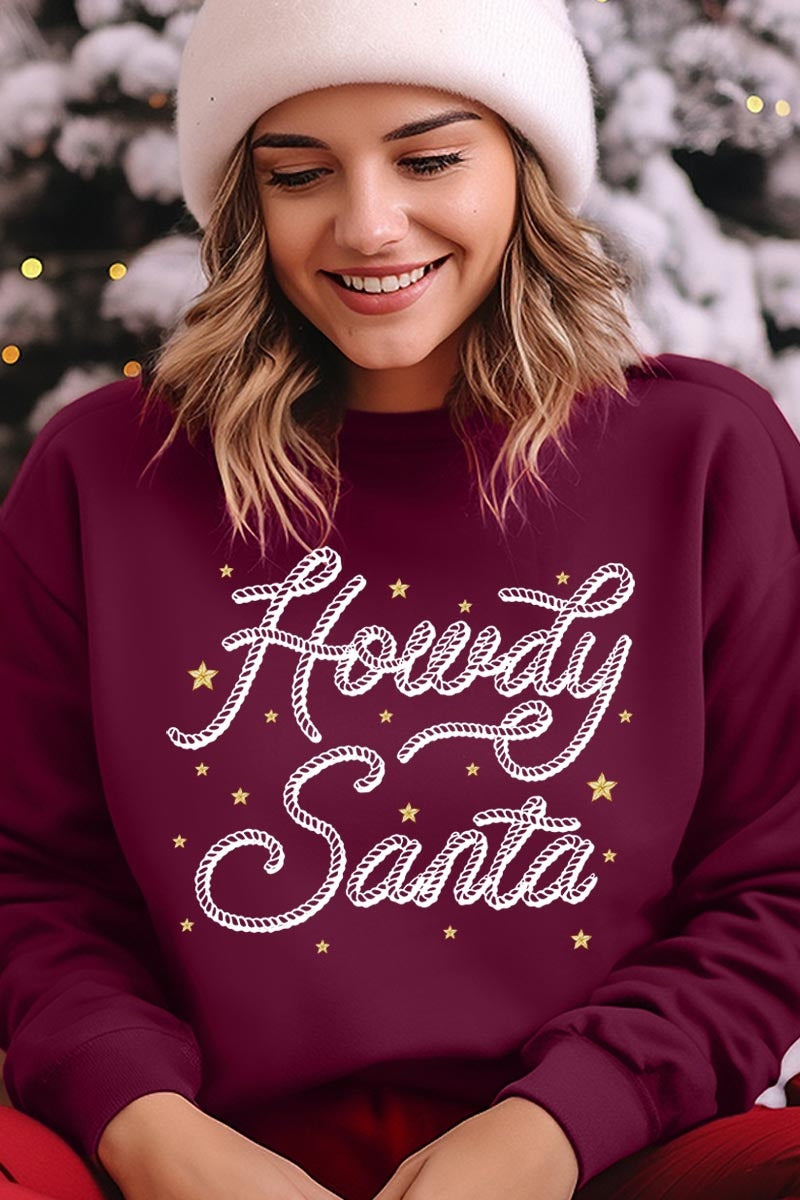 UL180-E3199 Howdy Santa Graphic Sweatshirt $20