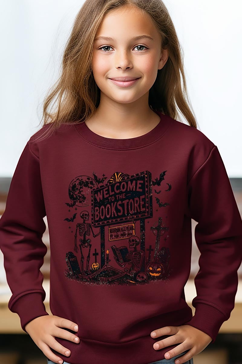 UL180B-E3122Z Bookstore Halloween Kids Graphic Sweatshirt $20