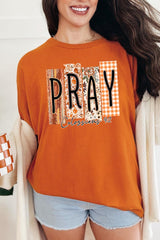 5000-E3166 Pray Fall Christian Graphic Heavy Cotton Tee $9