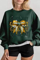 UL180P-E3090 Yellow Football Game Day Bow Plus Sweatshirt $25