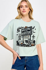 CTS-E3122 Bookstore Halloween Graphic Relaxed Crop Top $11