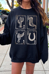 UL180P-E3094 Western Cowgirl Card Graphic Plus Sweatshirt $25