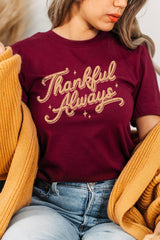 US3001-E3168 Thankful Always Graphic Tee $12.5