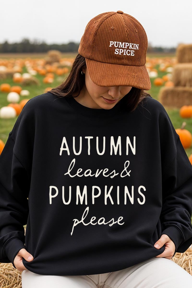 UL180-E3158 Autumn Leaves Pumpkins Graphic Sweatshirt $20