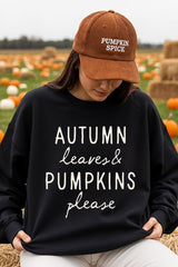UL180P-E3158 Autumn Leaves Pumpkins Graphic Plus Sweatshirt $25