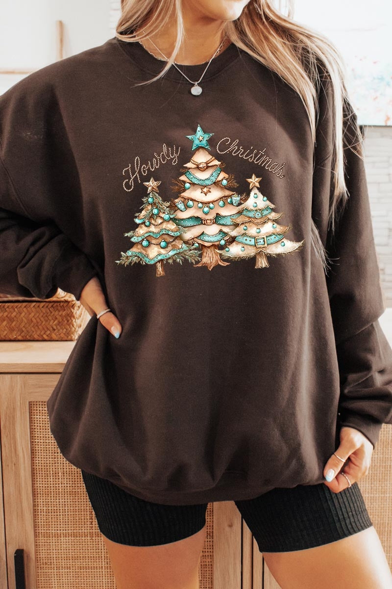 UL180-E3185 Howdy Christmas Graphic Sweatshirt $20