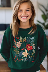 UL180B-E3186Z Floral Christmas Kids Graphic Sweatshirt $20