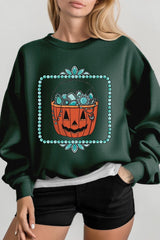UL180P-E3140 Halloween turquoise pumpkin Plus Sweatshirt $25