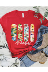 US3001-E3061AR Arkansas State Brushstroke Graphic Tee $12.5