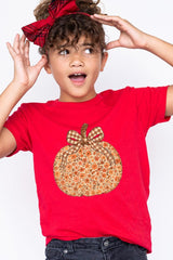 US3001Y-E3135Z Floral Fall Pumpkin Kids Graphic Tee $11