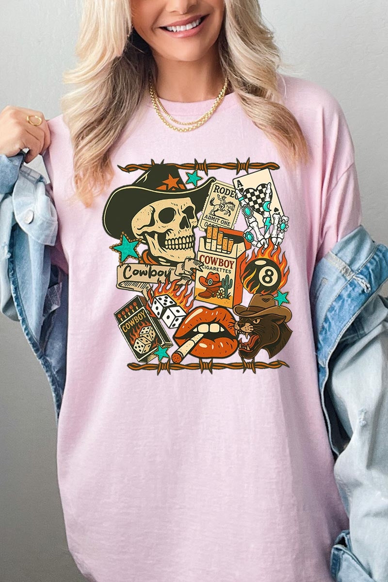 5000P-E3096 Vintage Western Collage Plus Heavy Cotton Tee $12.75