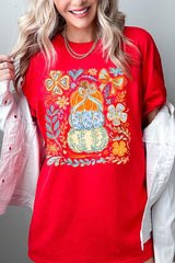 5000P-E3153 Floral Pumpkin Stack Graphic Plus Heavy Cotton Tee $12.75