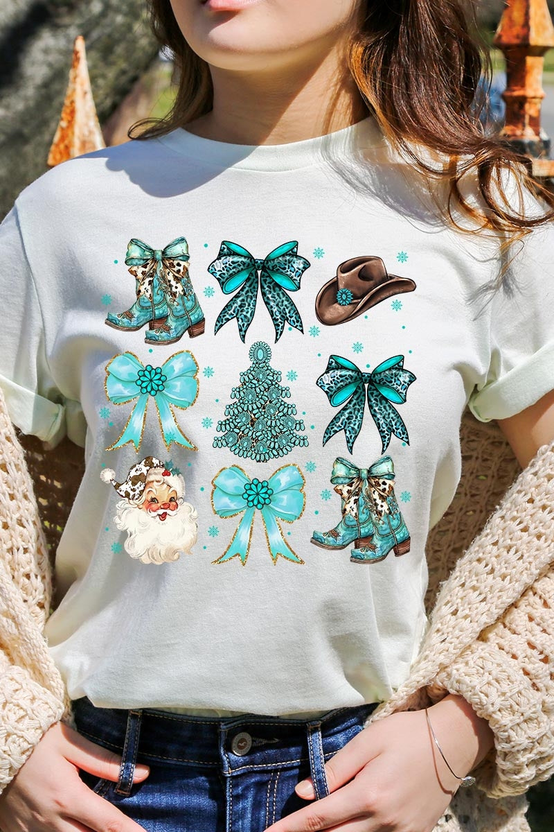 US3001-E3180 Western Christmas Graphic Tee $12.5