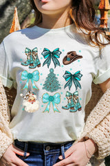 US3001P-E3180 Western Christmas Graphic Plus Tee $16