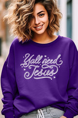 UL180P-E3115 Y'all Need Jesus Graphic Plus Sweatshirt $25