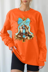 UL240P-E3184 Turquoise Christmas Tree Graphic Plus Long Sleeve Tee $17