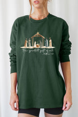 UL240P-E3183 Nativity Gift Graphic Plus Long Sleeve Tee $17