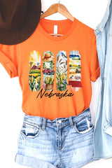 US3001P-E3061NE Nebraska State Brushstroke Graphic Plus Tee $16
