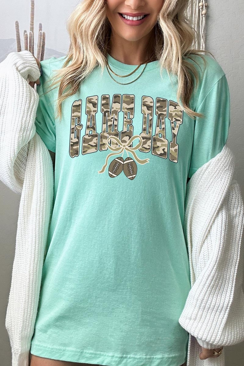 US3001P-E3131 Football Game Day Camo Graphic Plus Tee $16