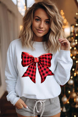 UL180P-E3198 Red Buffalo Plaid Bow Graphic Plus Sweatshirt $25
