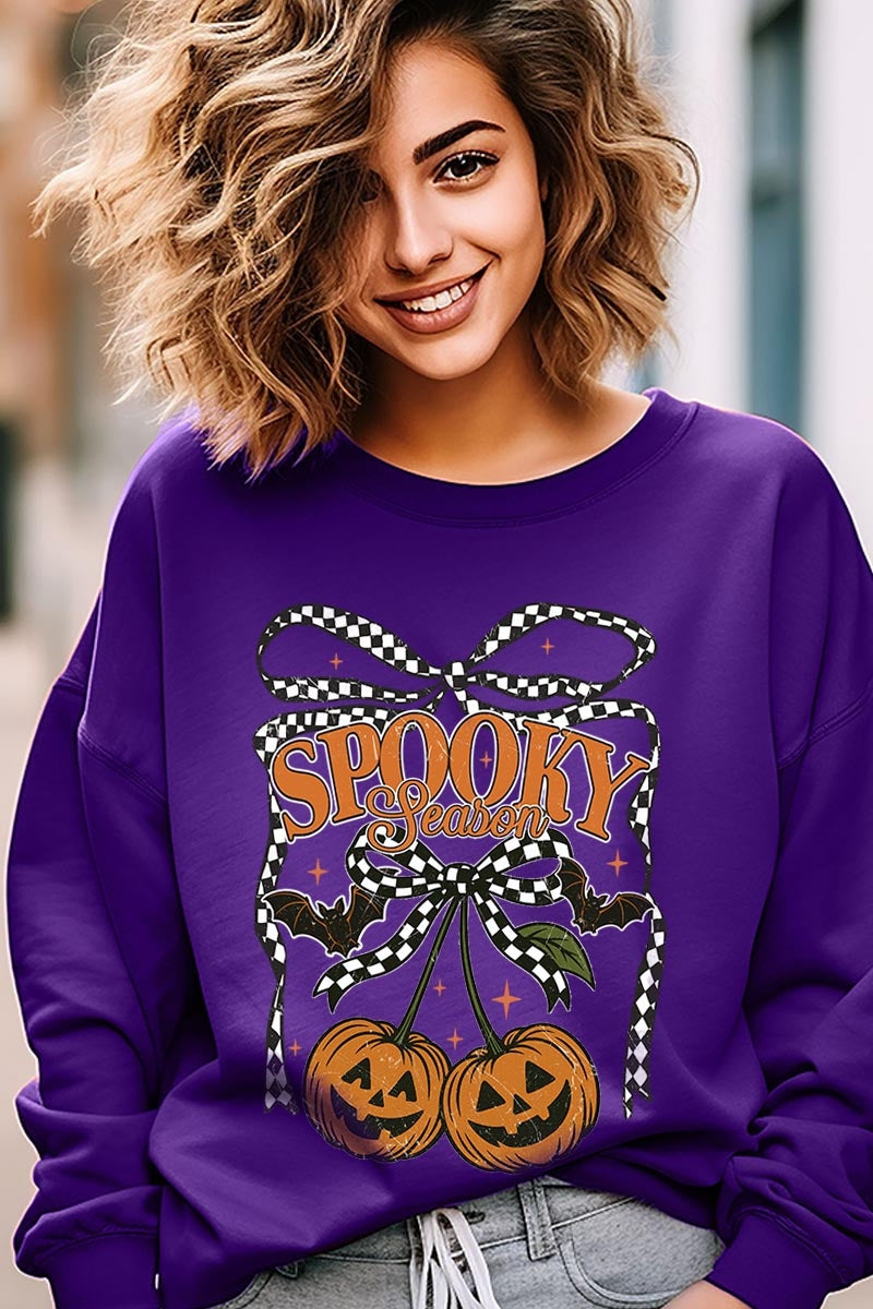 UL180-E3085 Pumpkin Cherries Graphic Sweatshirt $20