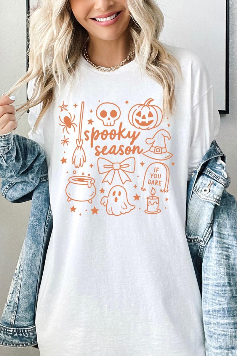 5000P-E3141 Halloween Doodle Graphic Plus Heavy Cotton Tee $12.75