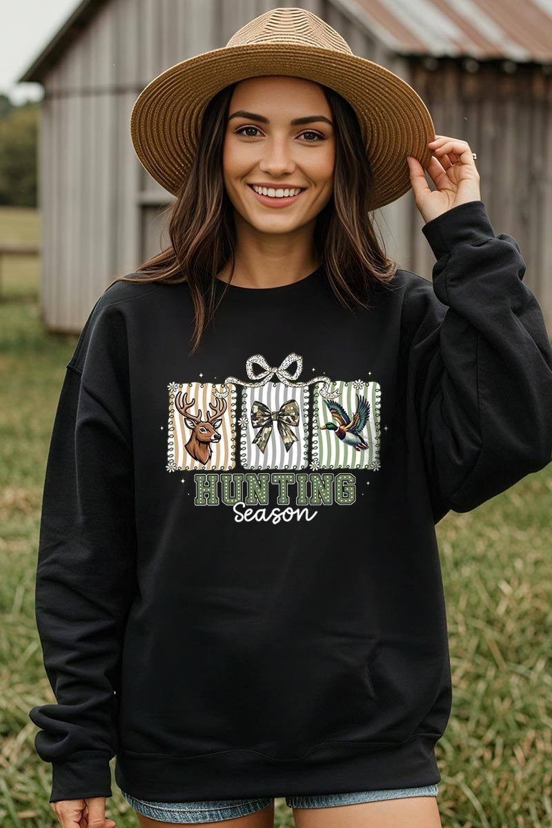 UL180-E3192 Deer & Duck Hunting Season Graphic Sweatshirt $20