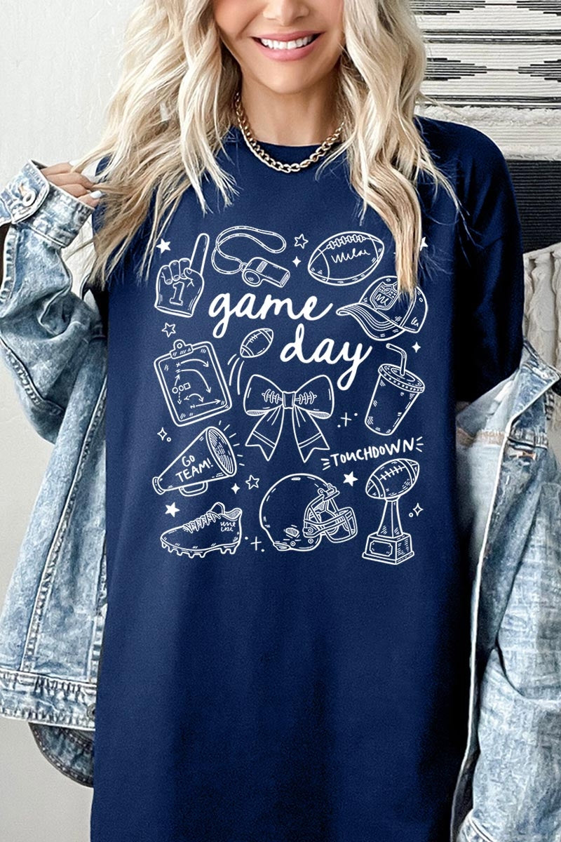 5000P-E3081 Football Doodles Graphic Plus Heavy Cotton Tee $12.75