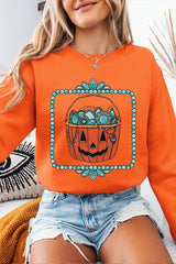 UL180-E3140 Halloween turquoise pumpkin Graphic Sweatshirt $20