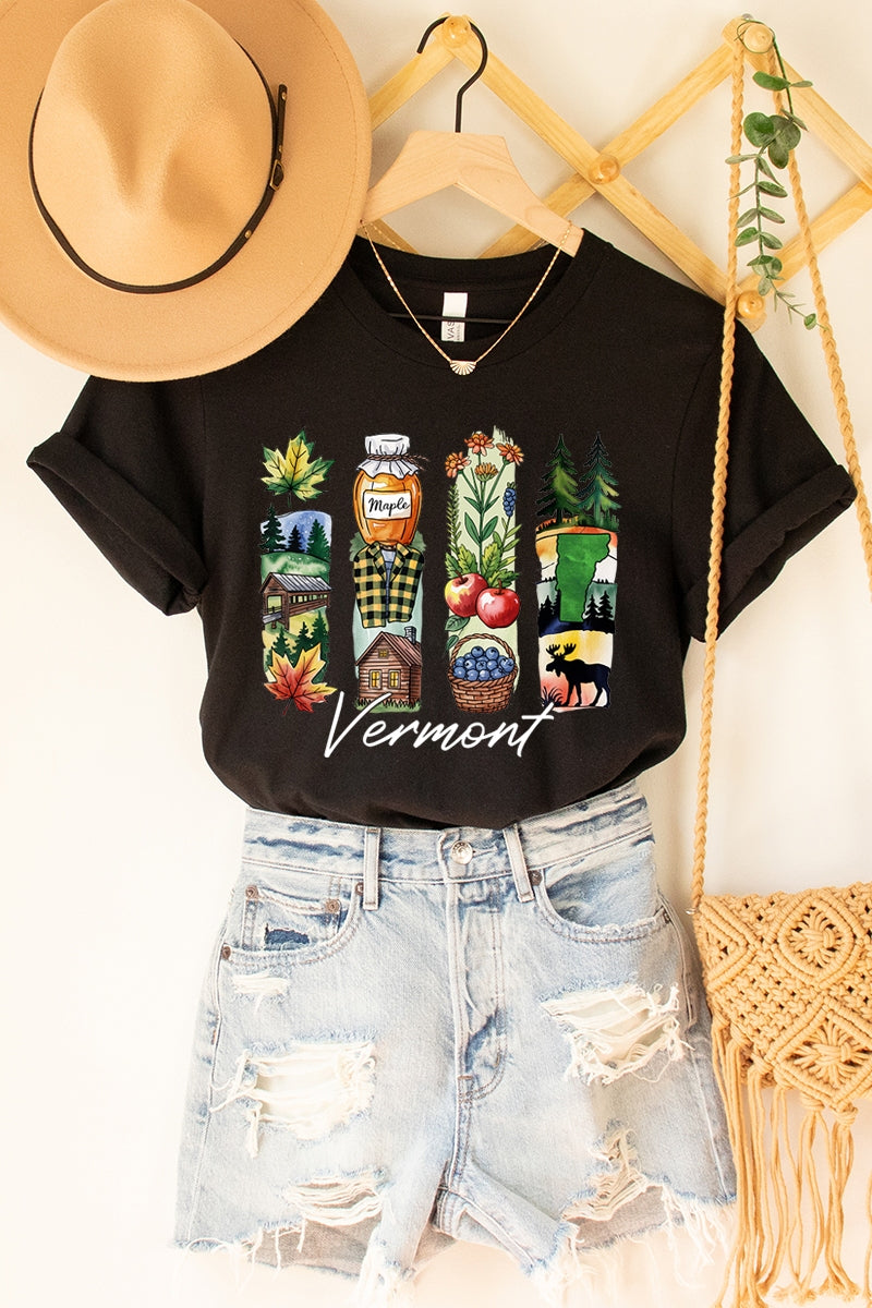 US3001-E3061VT Vermont State Brushstroke Graphic Tee $12.5