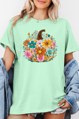 5000-E3118 Floral Pumpkin Graphic Heavy Cotton Tee $9