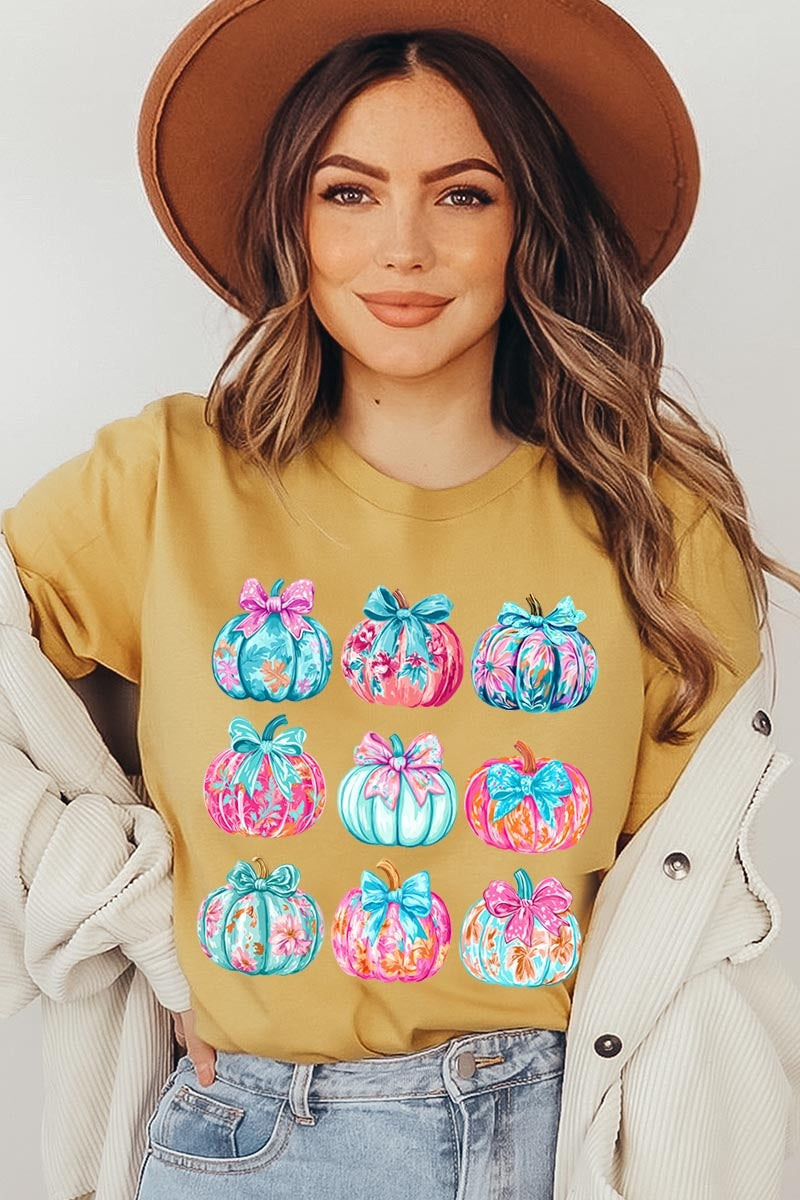 US3001P-E3137 Coquette Pumpkin Graphic Plus Tee $16
