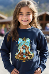 UL180B-E3184Z Turquoise Christmas Tree Kids Graphic Sweatshirt $20